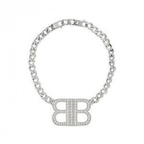 Balenciaga BB 2.0 Necklace With Crystals In Silver
