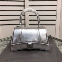 Balenciaga Small Hourglass Handbag In Calfskin Silver