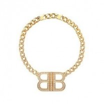Balenciaga BB 2.0 Necklace With Crystals In Gold