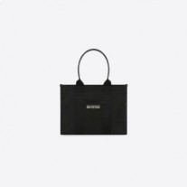 Balenciaga Small Hardware Tote With Strap In Canvas Black