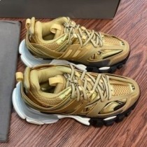 Balenciaga Glow In The Dark Track Sneakers Unisex Leather And Mesh Gold