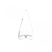 Balenciaga XS Downtown Shoulder Bag In Crocodile Embossed Leather White