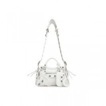 Balenciaga XS Neo Cagole Handbag In Lambskin White