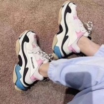 Balenciaga Triple S Sneakers Women Leather And Mesh Beige/Pink