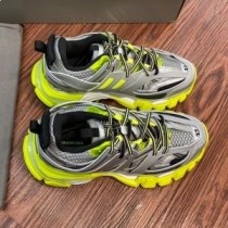 Balenciaga Glow In The Dark Track Sneakers Unisex Leather And Mesh Grey/Lemon