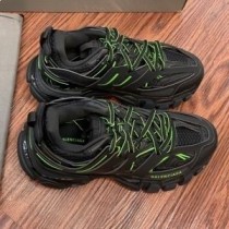 Balenciaga Glow In The Dark Track Sneakers Unisex Leather And Mesh Black/Light Green