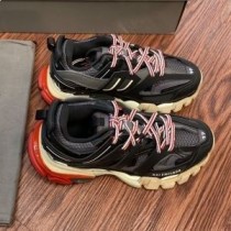 Balenciaga Glow In The Dark Track Sneakers Unisex Leather And Mesh Black/Apricot