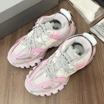 Balenciaga Glow In The Dark Track Sneakers Unisex Leather And Mesh Grey/Pink