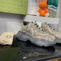 Balenciaga Triple S Sneakers Unisex Monogram Logo And GG Supreme Beige/Black