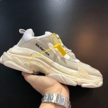 Balenciaga Triple S Sneakers Unisex Leather And Mesh Light Grey