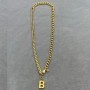 Balenciaga Crystals Chain B Pendant Necklace In Gold