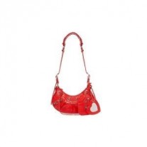 Geantă de umăr Balenciaga XS Le Cagole Din piele în relief roșu/argintiu