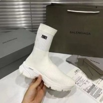 Tenisi Balenciaga Speed 3.0 Unisex High Monocolor Knit Alb