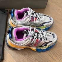 Tenisi Balenciaga Glow In The Dark Track, unisex, din piele și plasă, argintiu/albastru