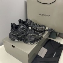 Balenciaga Glow In The Dark Track Spor Ayakkabı Unisex Deri Ve Örgü Siyah