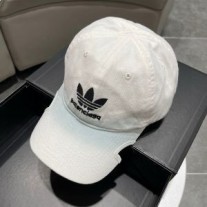 Balenciaga x Adidas Şapka Logosu İşlemeli Pamuk Beyaz