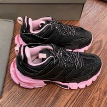Balenciaga Glow In The Dark Track Spor Ayakkabı Unisex Deri Ve Örgü Pembe/Siyah