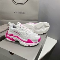 Balenciaga Triple S Bayan Spor Ayakkabı Deri Ve Örgü Beyaz/Gül