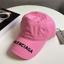 Pembe Balenciaga Logo İşlemeli Beyzbol Şapkası Pamuk