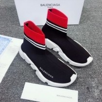 Balenciaga Speed Spor Ayakkabı Unisex Şeritler Örgü Siyah/Kırmızı