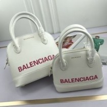 Balenciaga Ville Damarlı Deri Beyaz/Kırmızı El Çantası