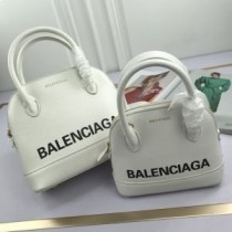 Balenciaga Ville Damarlı Deri Beyaz/Siyah El Çantası