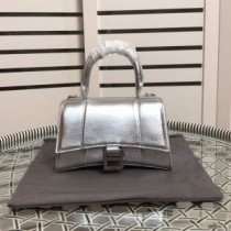 Balenciaga XS Dana Derisi Gümüş Kum Saati El Çantası