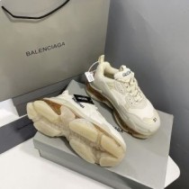 Tenisky Balenciaga Triple S s čirou podrážkou unisex kůže a síťovinou v béžové barvě