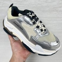 Balenciaga Triple S tenisky Unisex Multi-Patches kůže a síťovina stříbrná/černá
