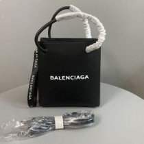 Balenciaga Nákupní Držák Telefonu V Zrnité Kůži Černé