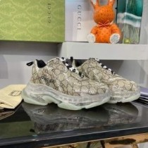 Tenisky Balenciaga Triple S s čirou podrážkou Unisex GG Supreme Kůže and Mesh Béžová/Bílá