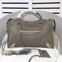 Balenciaga Medium Klassikko City olkalaukku metallisen reunan vuohennahan harmaa