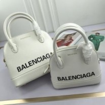 Balenciaga Ville käsilaukku rakeista nahkaa, valkoinen/musta