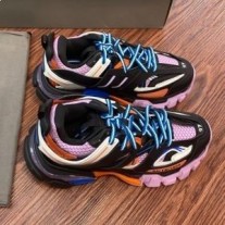 Balenciaga Glow In The Dark Track Tennarit Unisex nahkaa ja verkkoa musta/sininen/pinkki