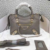 Balenciaga Mini Klassikko City -olkalaukku metallisen reunan vuohennahan harmaa