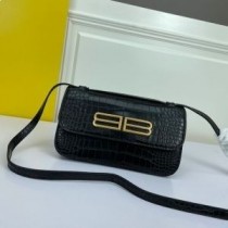 Balenciaga Pieni Gossip-laukku krokotiilinahkaa, musta