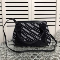 Balenciaga XS Navy Cabas In Logo Striped Kangas Musta