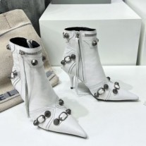 Balenciaga Cagole 90MM Booties Damen Kalbsleder Weiß