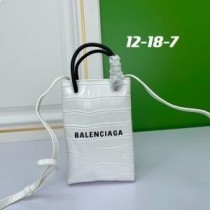 Balenciaga Mini Shopping-Telefonhalter Aus Krokodilprägung Weiß