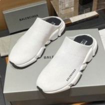 Balenciaga Speed Pantoletten Unisex Recycelter Strick Weiß/Schwarz
