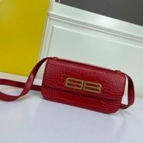 Balenciaga Mittelgroße Gossip Tasche Aus Krokodilgeprägtem Leder Burgunderrot