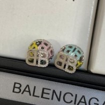 Balenciaga – BB Icon – Emaille-Kugelohrringe mit Kristallen in Silber
