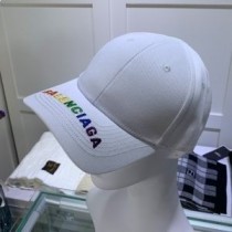 Balenciaga logotyp broderad keps bomull i vitt/regnbåge