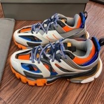 Balenciaga Glow In The Dark Track Sneakers Unisex Läder Och Mesh Vit/Blå/Orange