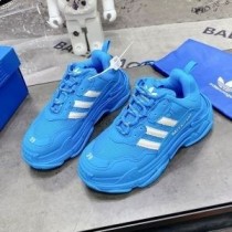 Balenciaga X Adidas Triple S Sneakers Unisex Läder Och Mesh Blå