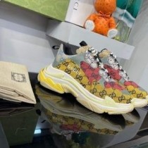 Balenciaga Triple S Sneakers Unisex GG Supreme Patchwork Gul/Röd