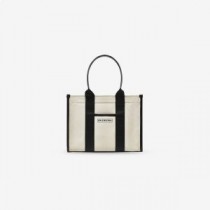 Balenciaga Liten Hårdvaruväska Med Rem i Duk Vit