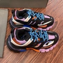 Balenciaga Glow In The Dark Track Sneakers Unisex Läder Och Mesh Svart/Blå/Rosa