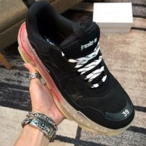 Balenciaga Triple S sneakers med klar sula unisex läder och mesh svart