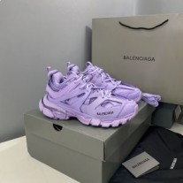 Balenciaga Glow In The Dark Track Scarpe da ginnastica Unisex In Pelle E Mesh Viola